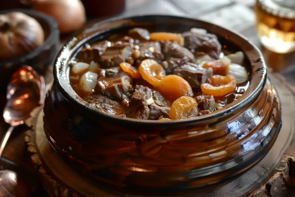 Erzurum usulü etli kuru kayısı yemeği