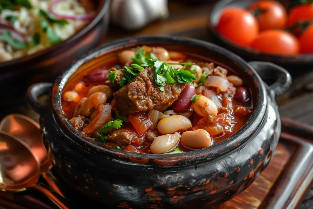 Etli kuru fasulye, fırında tok tutan yemek